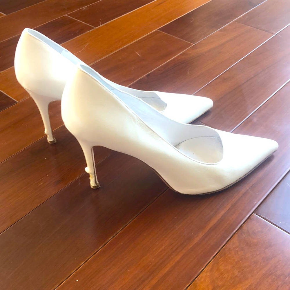 Kalogirou white wedding high heels, made in Greece